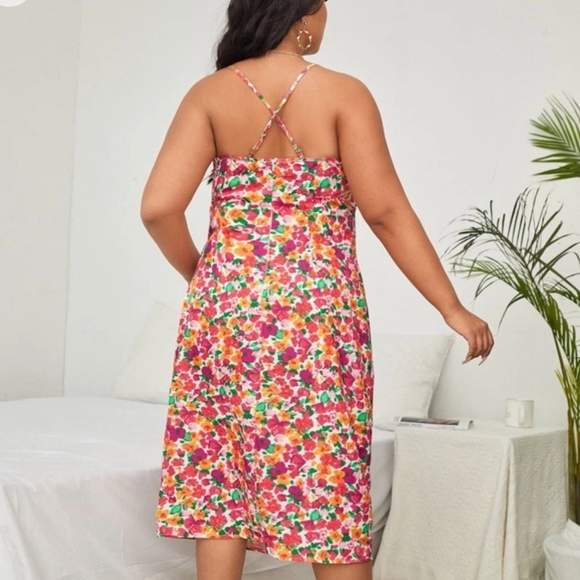 SHEIN Women's Floral Print Split Thigh Cami Dress 💐 NWOT - Picture 3 of 16